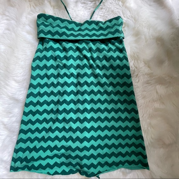 Ella Moss Green Chevron Halter Top w/Tie ~ Size S - Picture 2 of 5